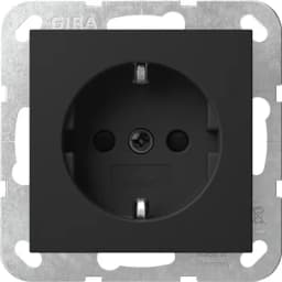 Розетка із з/к, шторки, 16А/250V, без розпірних лапок, System 55 Gira 4755005, чорний матовий