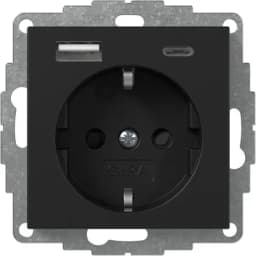 Розетка із захистом та USB Тип A/C, System 55 Gira 2459005 чорний матовий