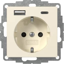 Розетка із захистом та USB Тип A/C, System 55 Gira 245901 кремовий