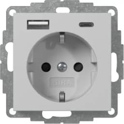 Розетка із захистом та USB Тип A/C, System 55 Gira 2459015 сірий матовий