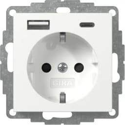 Розетка із захистом та USB Тип A/C, System 55 Gira 245903 білий глянсовий
