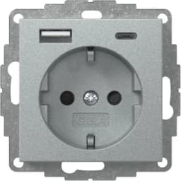 Розетка із захистом та USB Тип A/C, System 55 Gira 245926 під алюміній