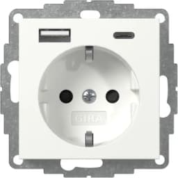 Розетка із захистом та USB Тип A/C, System 55 Gira 245927 білий матовий