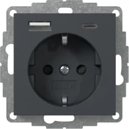 Розетка із захистом та USB Тип A/C, System 55 Gira 245928 антрацит
