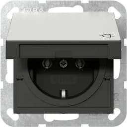 Розетка із з/к 16А/250V та кришкою, System 55 Gira 4454600, сталь