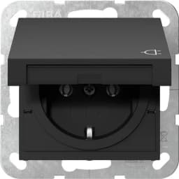 Розетка із з/к 16А/250V та кришкою, System 55 Gira 4454005, чорний матовий