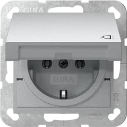 Розетка із з/к 16А/250V та кришкою, System 55 Gira 445426, алюміній