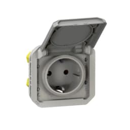 Розетка 2К+З 16А/250В з автом. клем. мех-м. Legrand Plexo New 069570L колір сірий