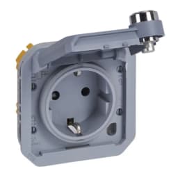 Розетка 2К+З 16А/250В з замком мех-м. Legrand Plexo New 069574L колір сірий