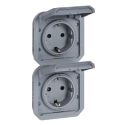 Розетка 2х2К+З 16А/250В верт. мех-м. Legrand Plexo New 069577L колір сірий