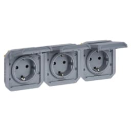 Розетка 3х2К+З 16А/250В гориз. мех-м. Legrand Plexo New 069578L колір сірий