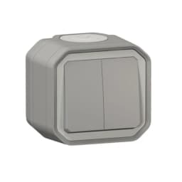 Перемикач/кнопка 2-кл. 10А/250В накл. Legrand Plexo New 069715L колір сірий