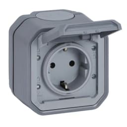 Розетка 2К+З 16А/250В з автом. клем. наклад. Legrand Plexo New 069730L колір сірий