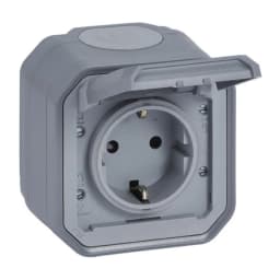 Розетка 2К+З 16А/250В з гвин. клем. накл. Legrand Plexo New 069733L колір сірий