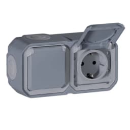 Розетка 2х2К+З 16А/250В наклад. гориз. Legrand Plexo New 069742L колір сірий