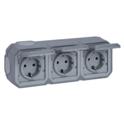 Розетка 3х2К+З 16А/250В наклад. гориз. Legrand Plexo New 069743L колір сірий
