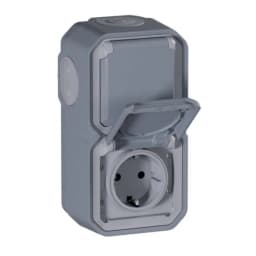 Розетка 2х2К+З 16А/250В наклад. верт. Legrand Plexo New 069744L колір сірий