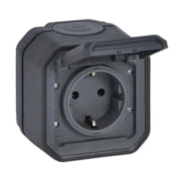 Розетка 2К+З 16А/250В з автом. клем. накл. Legrand Plexo New 069799L колір антрацит