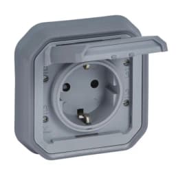 Розетка 2К+З 16А/250В з гвин. клем. вбуд. Legrand Plexo New 069833L колір сірий