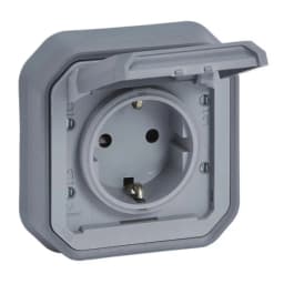 Розетка 2К+З 16А/250В з гвин. клем. і монт. лап. вбуд. Legrand Plexo New 069834L колір сірий
