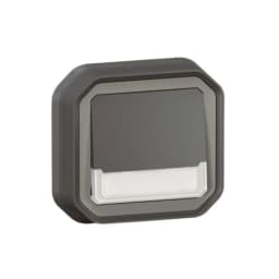 Кнопка з підсв. 1-кл. 10А/250В з перем. та трим.етик. вбуд. Legrand Plexo New 069854L колір антрацит