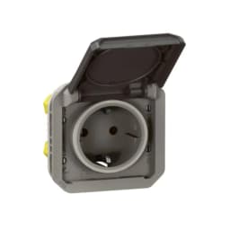 Розетка 2К+З 16А/250В з автом. клем. мех-м. Legrand Plexo New 069871L колір антрацит