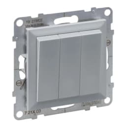 Вимикач 3-кл (гвинт. клеми) 20AX/250V для серії SUNO Legrand 721303 алюміній