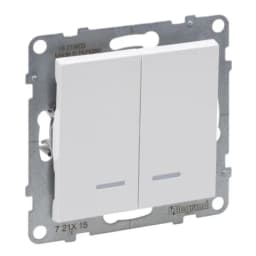 Вимикач 2-кл з підсв. (пруж.клеми) 10А/250V для серії SUNO Legrand 721115 білий