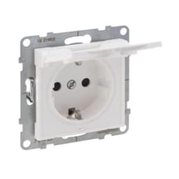 Розетка із з/к та кришкою і захист. шторками (пруж.клеми) 16А/250V для серії SUNO Legrand 721127 білий