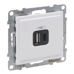 Розетка для заряджання USB А+C 12Вт+15Вт/5V для серії SUNO Legrand 721130 білий