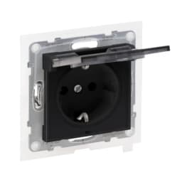Розетка IP44 із з/к та кришкою і захист. шторками (пруж.клеми) 16А/250V для серії SUNO Legrand 721423 чорний