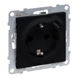 Розетка із з/к та захист. шторками + USB С 1,5А/5V для серії SUNO Legrand 721429 чорний