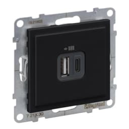 Розетка для заряджання USB А+C 12Вт+15Вт/5V для серії SUNO Legrand 721430 чорний
