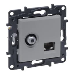 Розетка комбінована TV тип F та RJ45 CAT6 UTP Legrand NILOE STEP 863377 колір алюміній