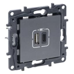 Розетка USB Тип А+C 12Вт+15Вт 5 В Legrand NILOE STEP 863440 колір cталь
