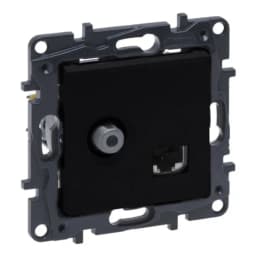 Розетка комбінована TV тип F та RJ45 CAT6 UTP Legrand NILOE STEP 863577 колір чорний