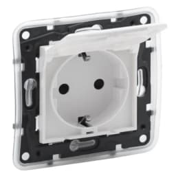 Розетка із з/к та кришкою IP44 16А, 250 В автоматичні клеми Legrand NILOE STEP 863123 колір білий