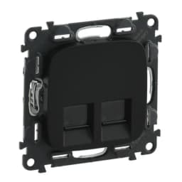 Розетка комп'ютерна подвійна RJ45 UTP 6 cat. Valena ALLURE 753953 антрацит