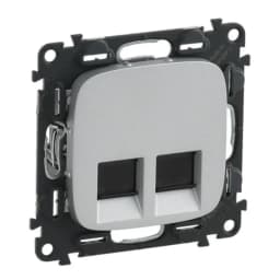 Розетка комп'ютерна подвійна RJ45 UTP 6 cat. Valena ALLURE 753943 алюміній