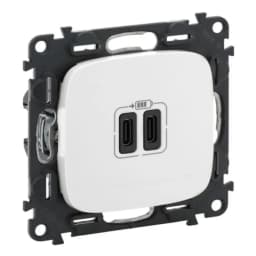 Розетка з двома USB-роз'ємами тип C + тип C 240V/5V 3000мА Legrand Valena Allure 755345, колір білий
