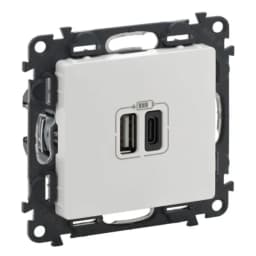 Розетка з двома USB-роз'ємами тип A + тип C 240V/5V 3000мА Legrand Valena Life 753106, колір білий