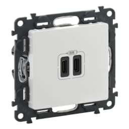 Розетка з двома USB-роз'ємами тип C + тип C 240V/5V 3000мА Legrand Valena Life 753107, колір білий