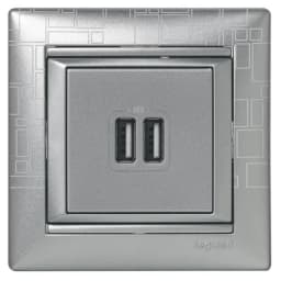 Розетка USB (2 виходи) Valena Legrand 770270, колір алюміній металік
