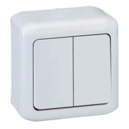 Вимикач накладний 2-клавішний IP44, Forix™ 782362, колір білий