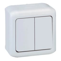 Вимикач накладний 2-клавішний IP44, Forix™ 782382, колір сірий