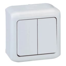 Перемикач накладний 2-клавішний IP44, Forix™ 782361, колір білий