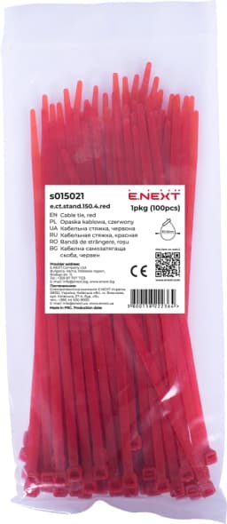 Кабельна стяжка e.ct.stand.150.4.red (100шт), червона E.NEXT s015021