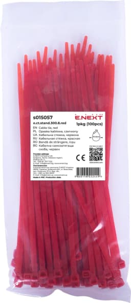 Кабельна стяжка e.ct.stand.300.8.red (100шт), червона E.NEXT s015057