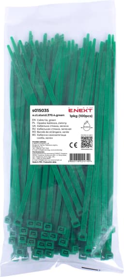 Кабельна стяжка e.ct.stand.370.4.green (100шт), зелена E.NEXT s015035