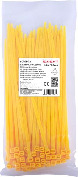 Кабельна стяжка e.ct.stand.150.4.yellow (100шт), жовта E.NEXT s015022